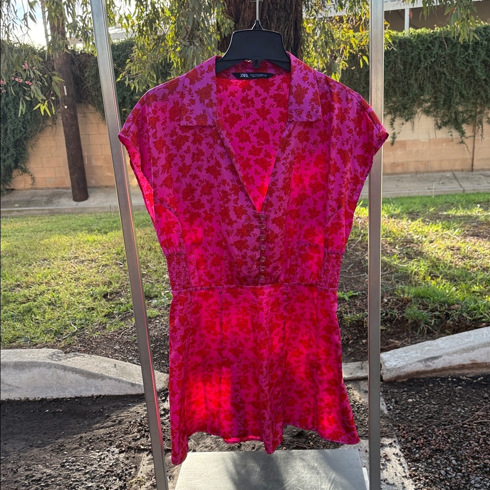 FINAL DISCOUNT Zara Vibrant Pink Floral Dress